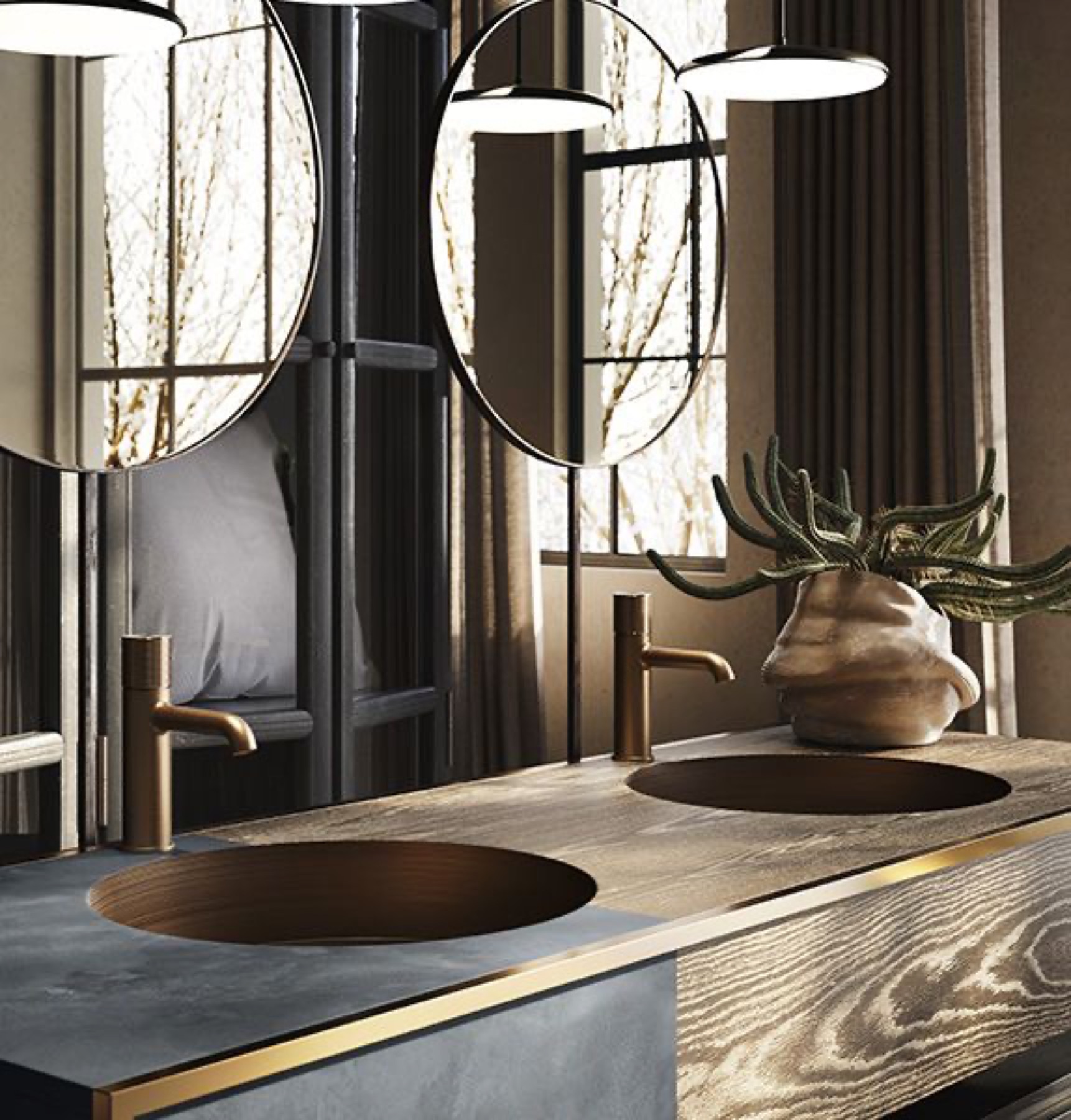 Rubinetteria Gessi in un ambiente bagno dal carattere sartoriale