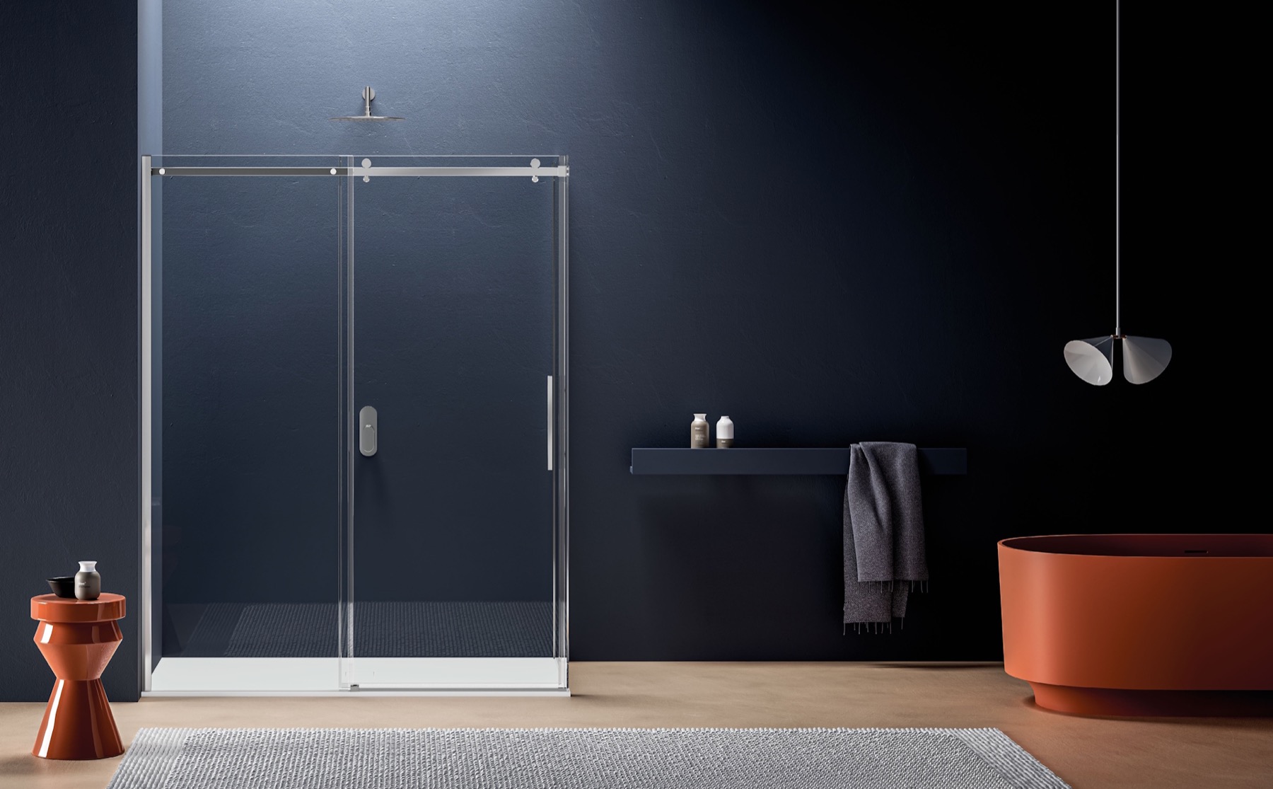 Box doccia Weiss-Stern Zeus in un bagno dal segno essenziale